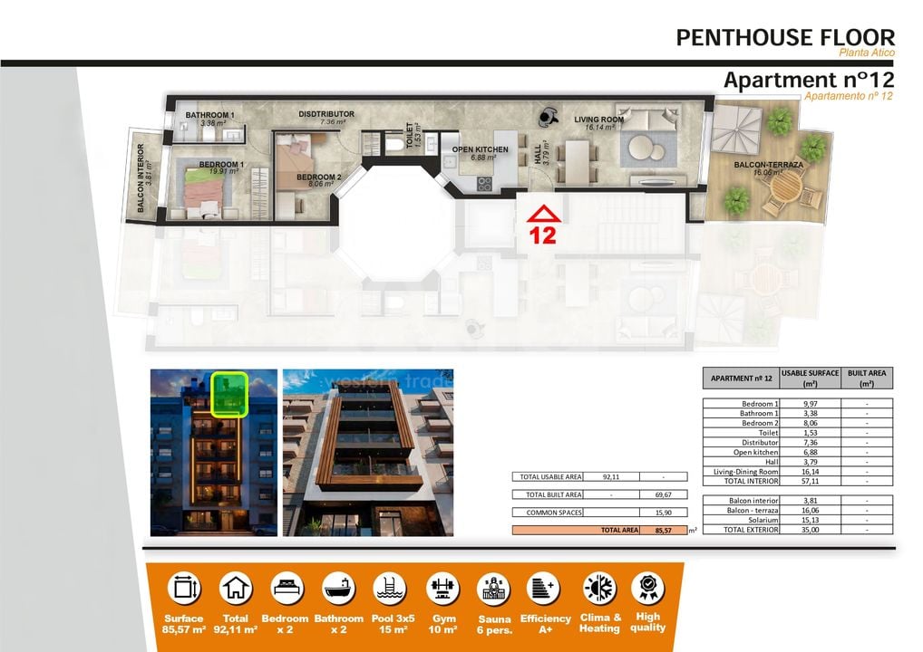 Penthouse Torrevieja, 2 hálószoba - CBM110307 - Fénykép 1