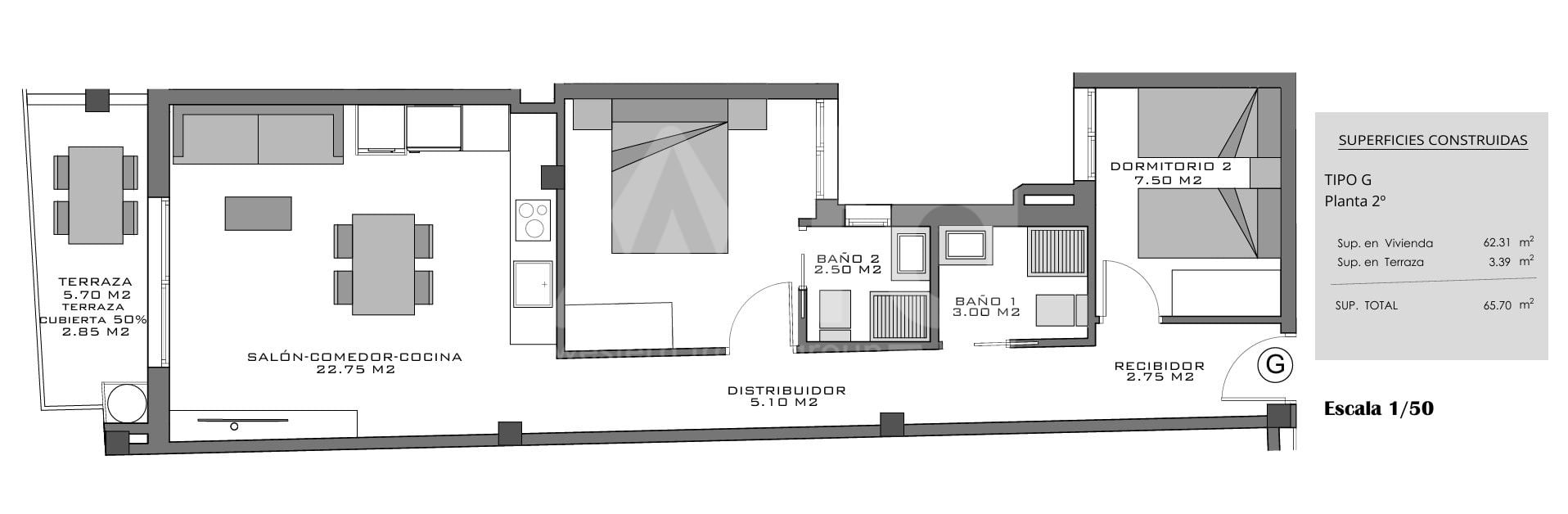 Apartament cu 2 dormitoare în Santa Pola - EB112714 - Imagini 1
