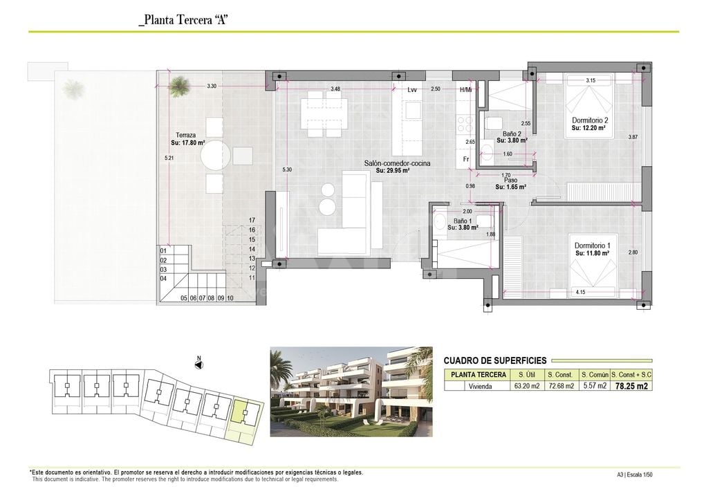 Penthouse cu 2 dormitoare în Alhama de Murcia - NA131341 - Imagini 1
