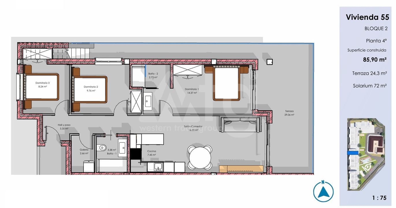 3 bedroom Penthouse in Guardamar del Segura - CN135776 - Photo 1