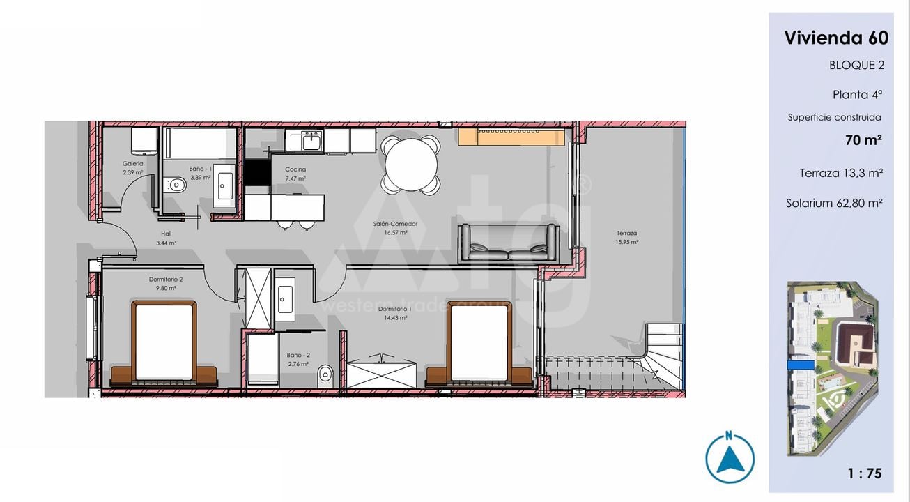 2 bedroom Penthouse in Guardamar del Segura - CN135781 - Photo 1