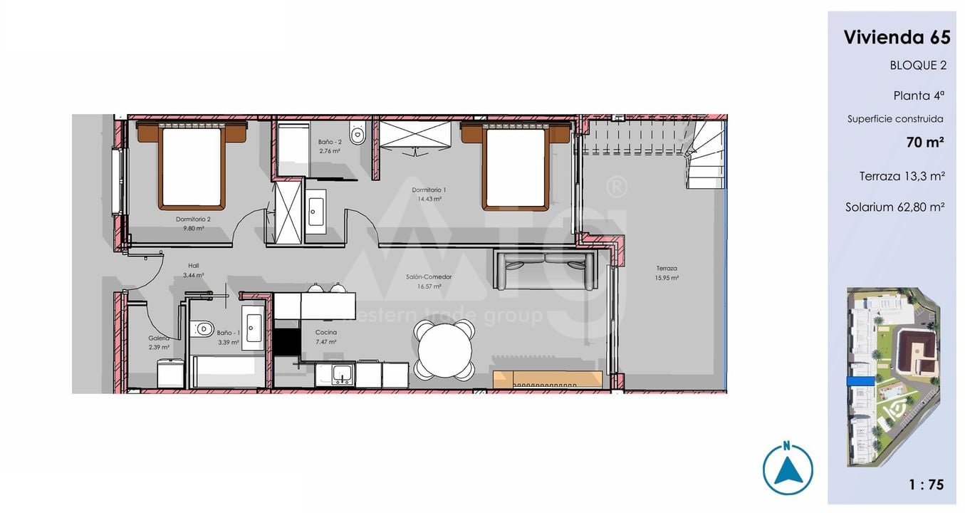 2 bedroom Penthouse in Guardamar del Segura - CN135786 - Photo 1