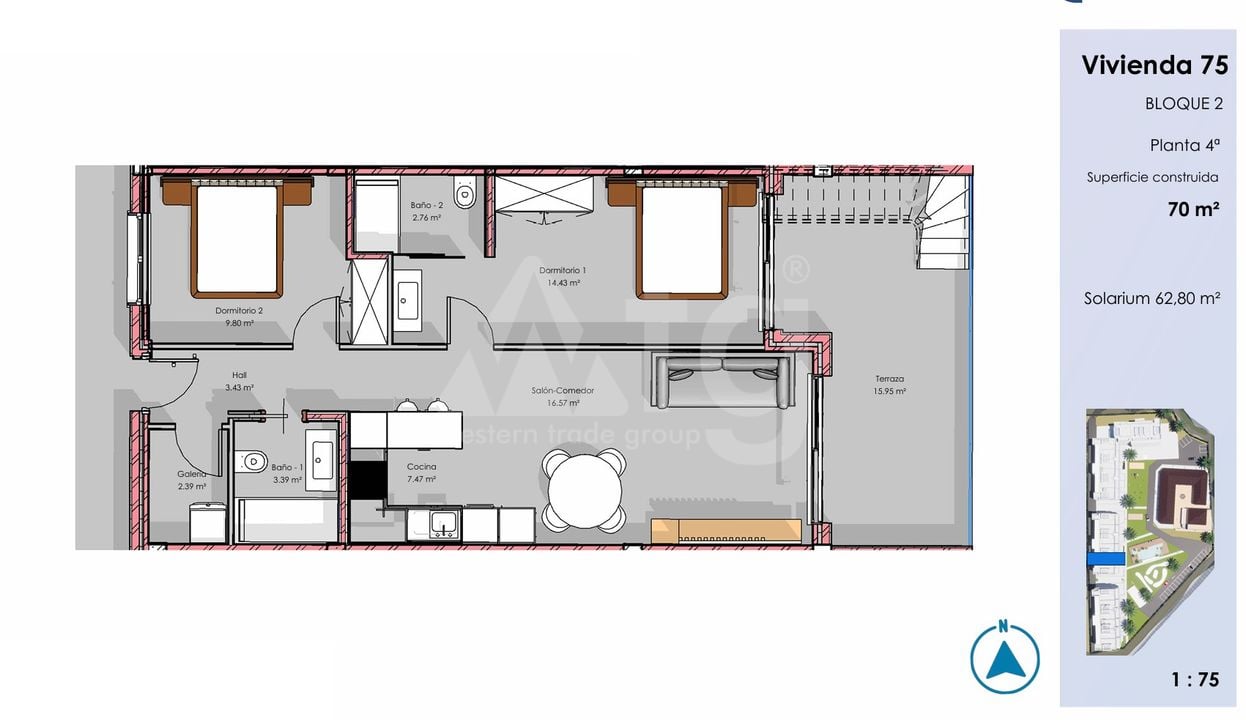 2 bedroom Penthouse in Guardamar del Segura - CN135796 - Photo 1