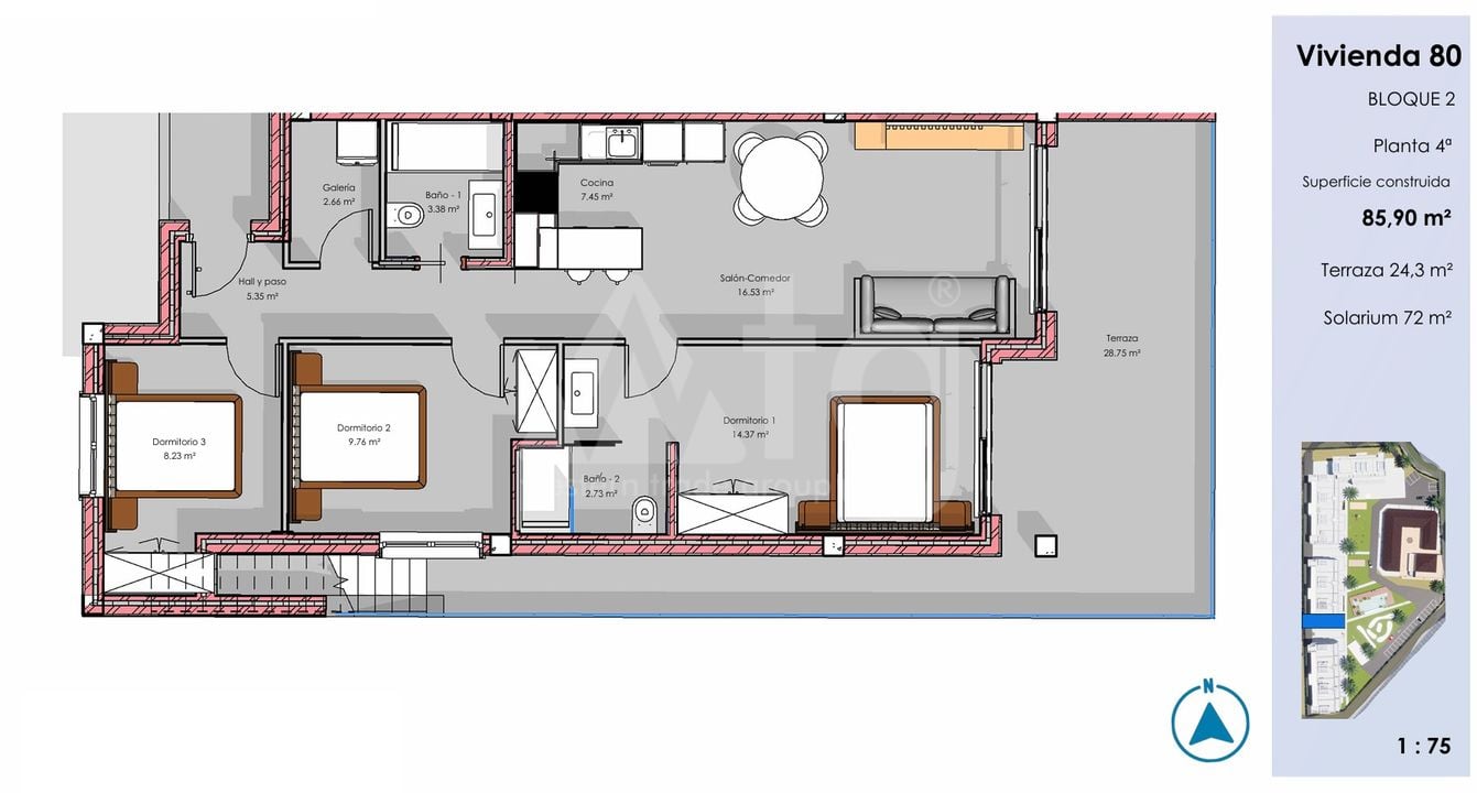 3 bedroom Penthouse in Guardamar del Segura - CN135801 - Photo 1