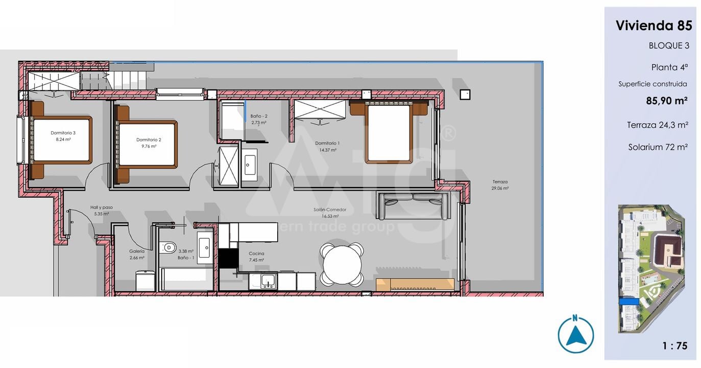 3 bedroom Penthouse in Guardamar del Segura - CN135806 - Photo 1