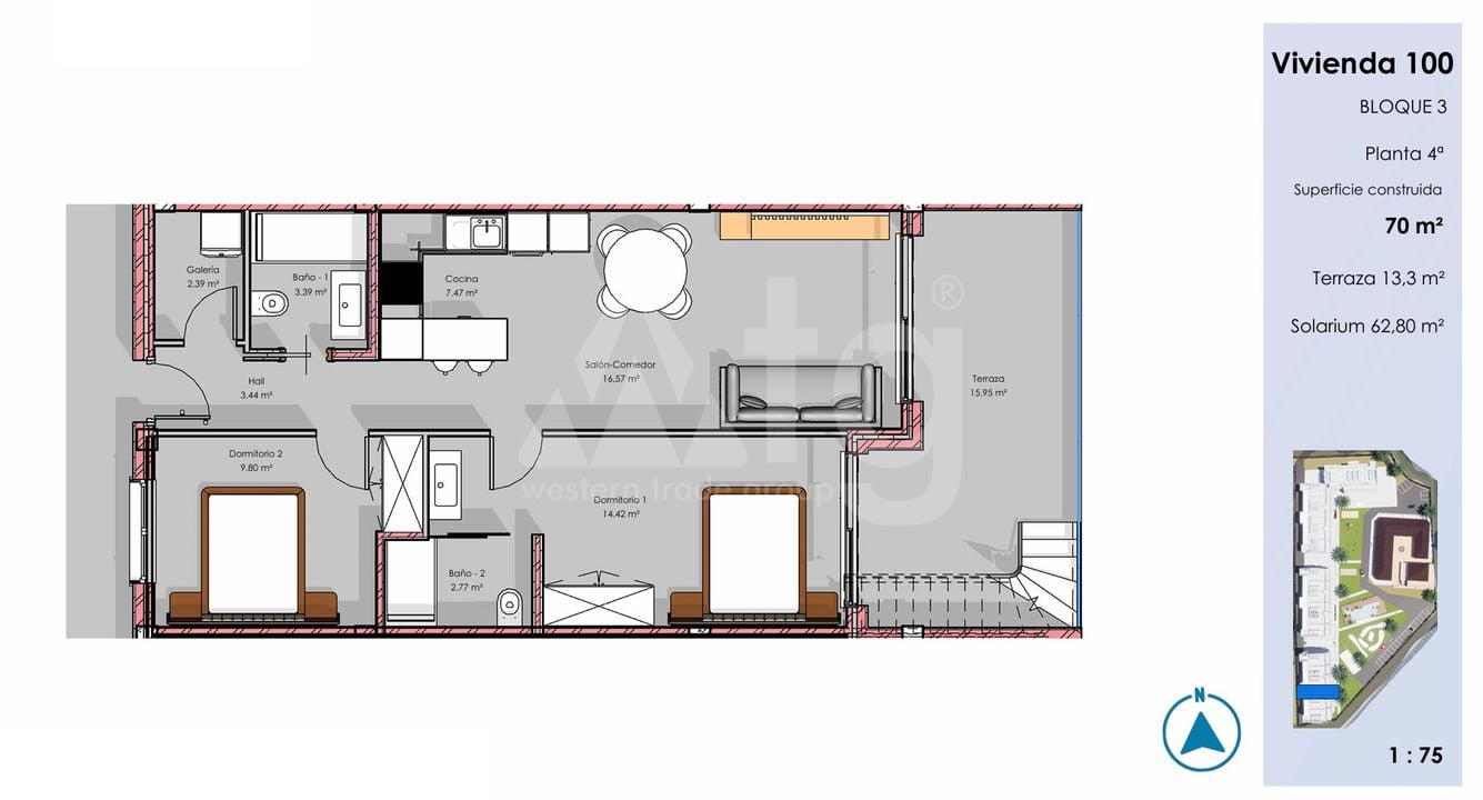 2 bedroom Penthouse in Guardamar del Segura - CN135821 - Photo 1