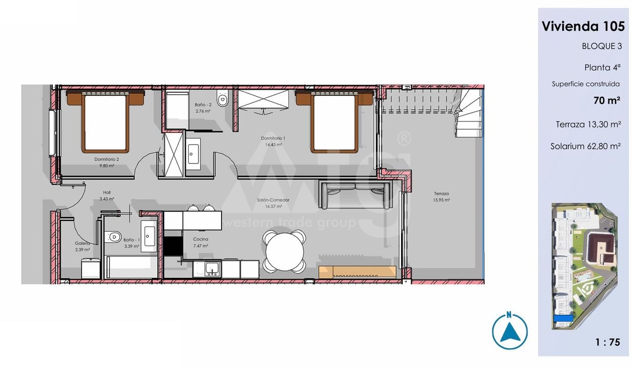 2 bedroom Penthouse in Guardamar del Segura - CN135826 - Photo 1