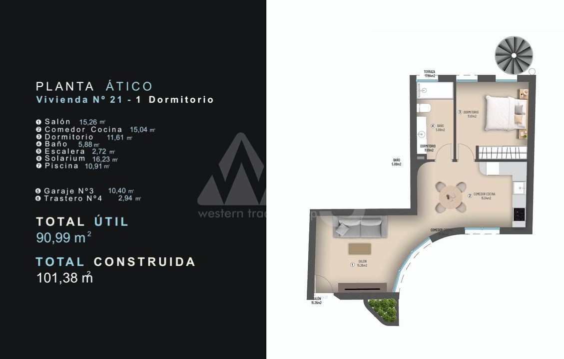 Penthouse in Torrevieja, 1 slaapkamer  - KR145305 - Foto 1