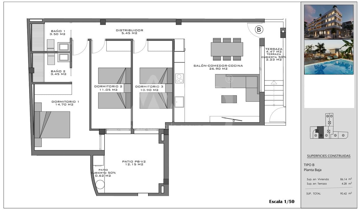 Apartament w Santa Pola, 3 sypialnie - EB148379 - Zdjęcie 1