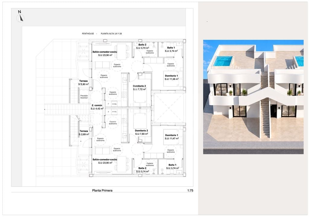 Bungalow cu 2 dormitoare în San Pedro del Pinatar - GU157408 - Imagini 1