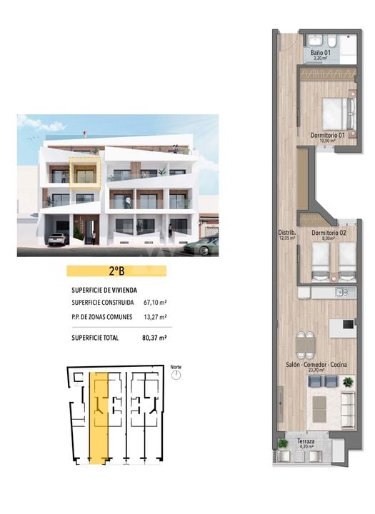 2 Schlafzimmer Appartement in Torrevieja - TMR69902 - Foto 1