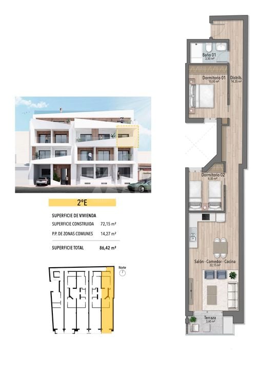 Apartament cu 2 dormitoare în Torrevieja - TMR69904 - Imagini 1